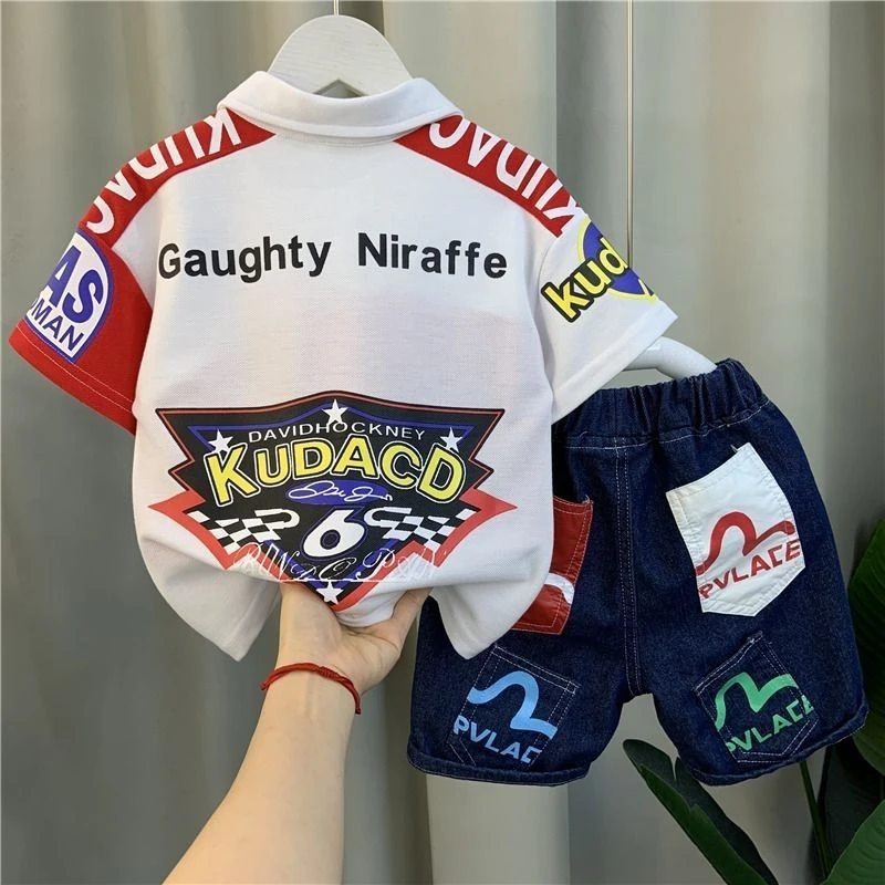 戴维贝拉【断码】男童夏装套装2025新款洋气宝宝短袖衣服儿童夏季酷