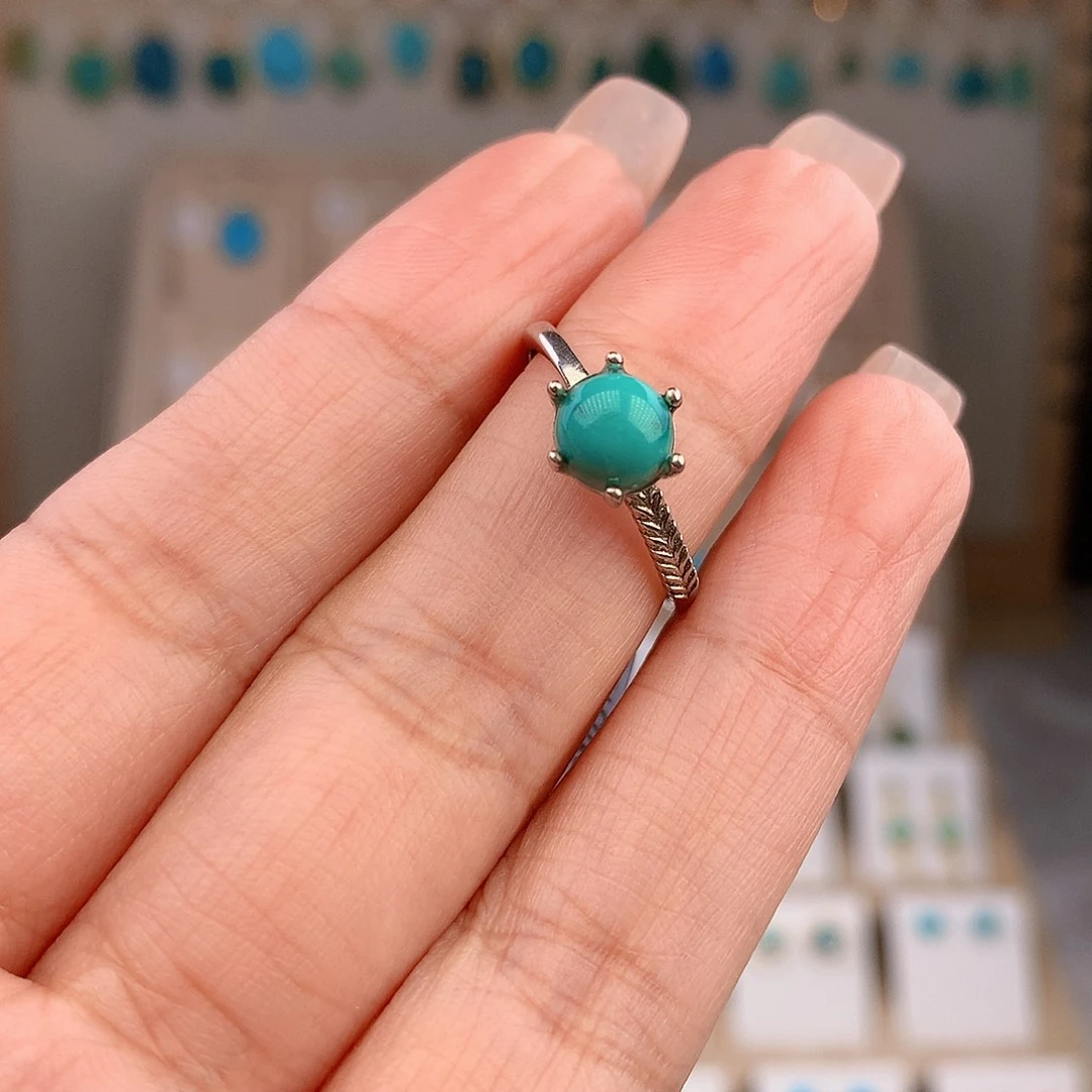 绿松石银S925镶嵌戒指