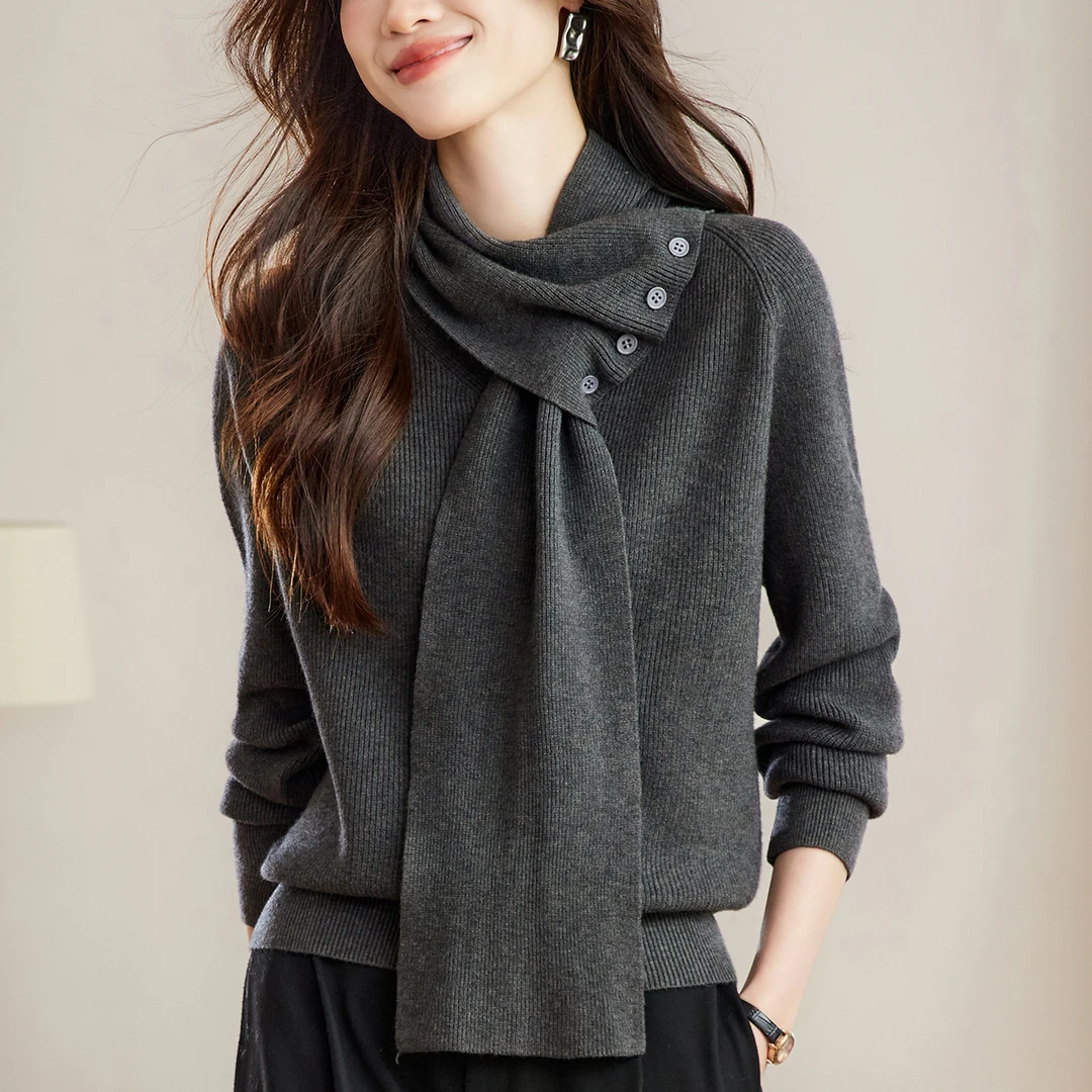 微胖mm秋冬大码女士半高领毛衣肚子围巾上衣内搭可外穿针织打底衫