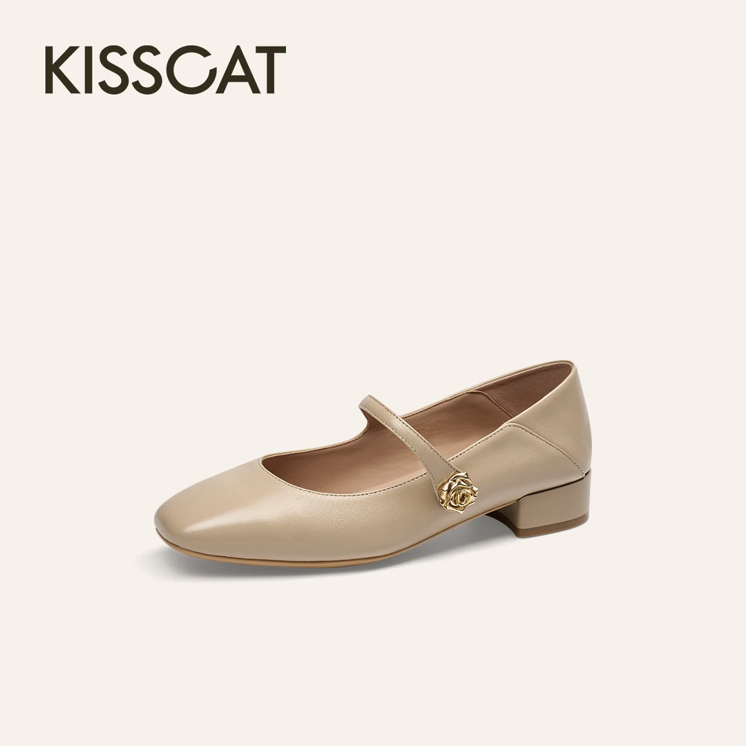 接吻猫【流金印象】两穿玛丽珍25新复古玛丽珍法式单鞋KA65124-14