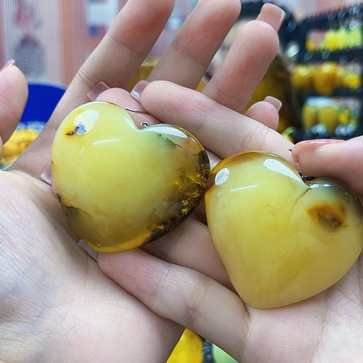 琥珀银S925镶嵌颈饰耳环