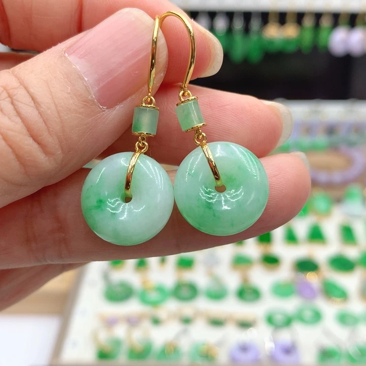 翡翠18K金镶嵌耳饰