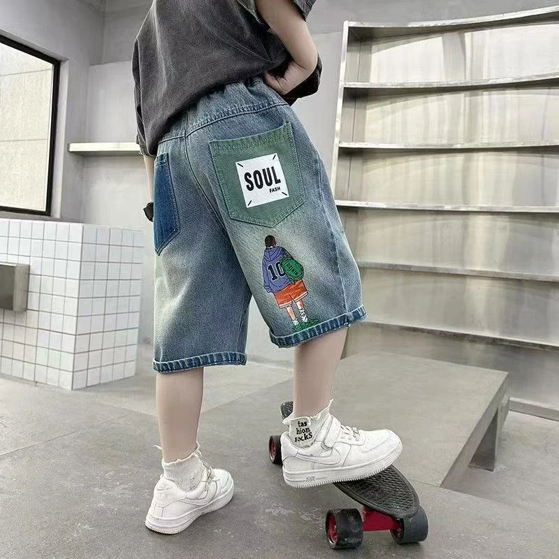 男童牛仔短裤2025夏季新款儿童中裤薄款七分裤牛仔裤短裤潮