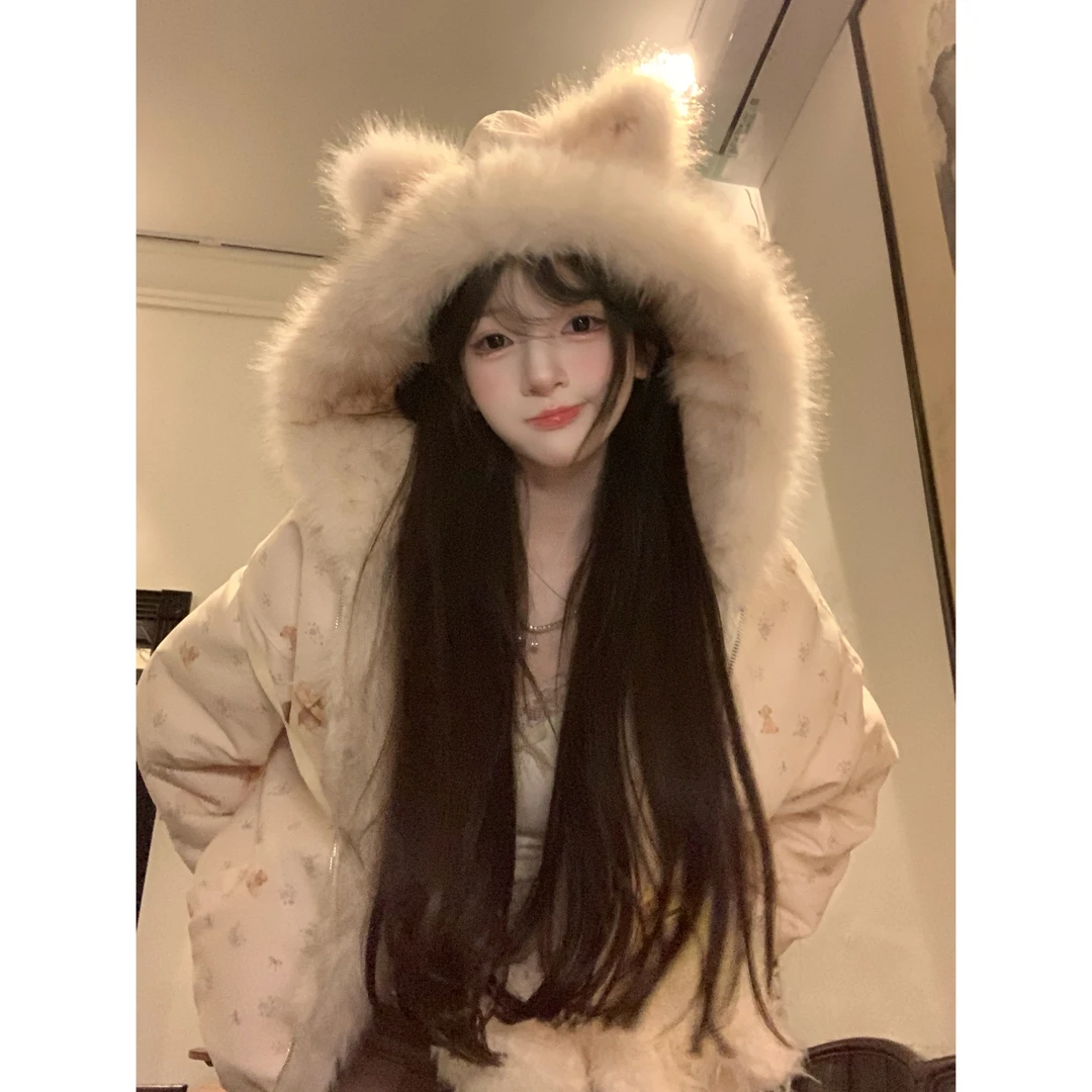 瑞茜·威瑟斯 纯爱小狗 冬季甜美连帽保暖两穿毛毛外套R9119D