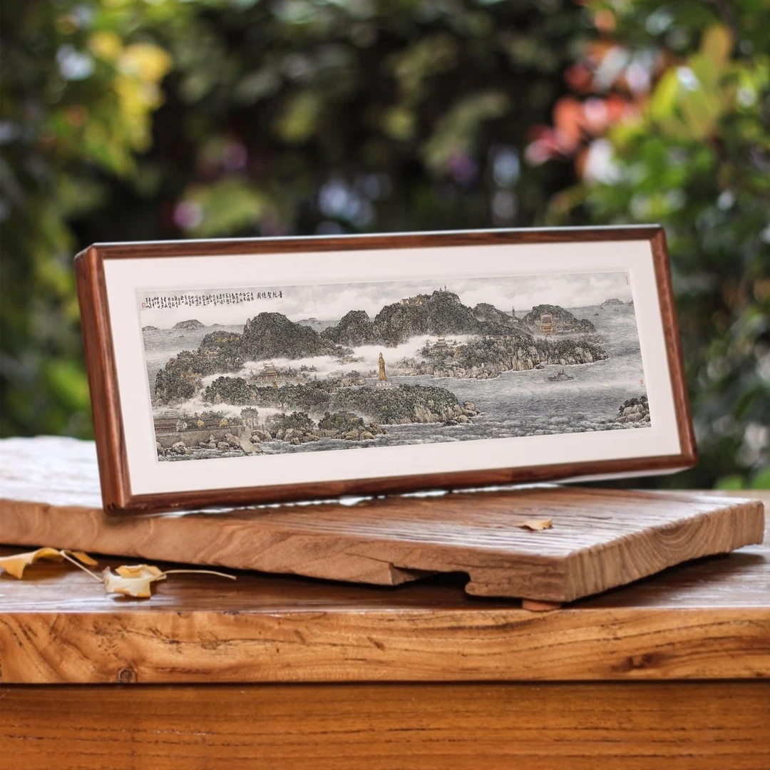 著名画家王利华国画《普陀圣境图》《客厅背景墙挂画字画