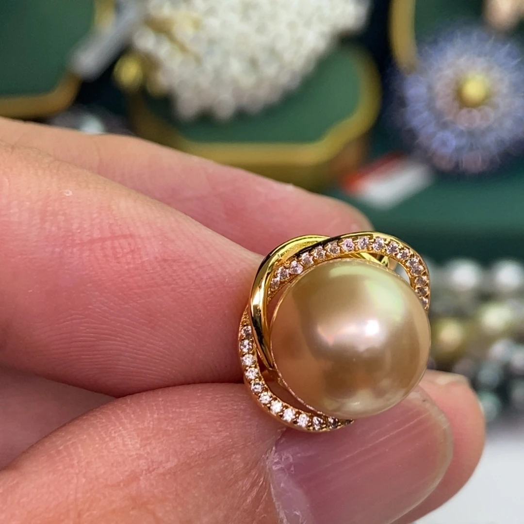 银S925镶嵌戒指海水珍珠