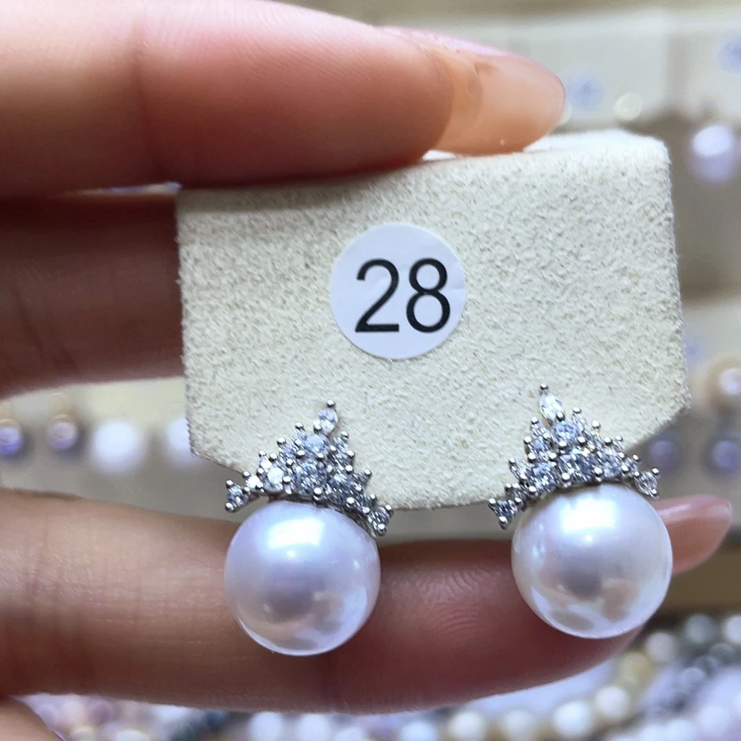 淡水珍珠耳饰银S925镶嵌