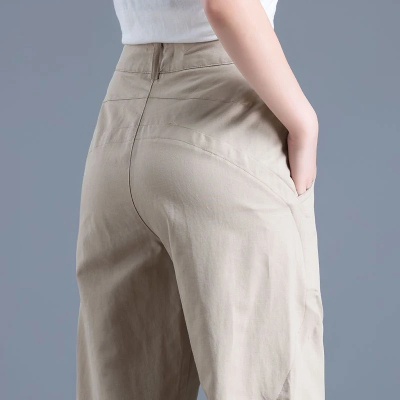 夏季薄款高腰宽松显瘦休闲裤女2025年新款时尚百搭哈伦九分裤子潮