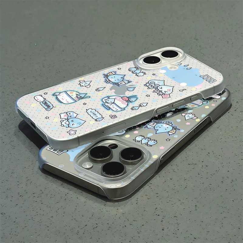 满屏水滴小人适用苹果17promax无边框iPhone16透明15手机壳14个性