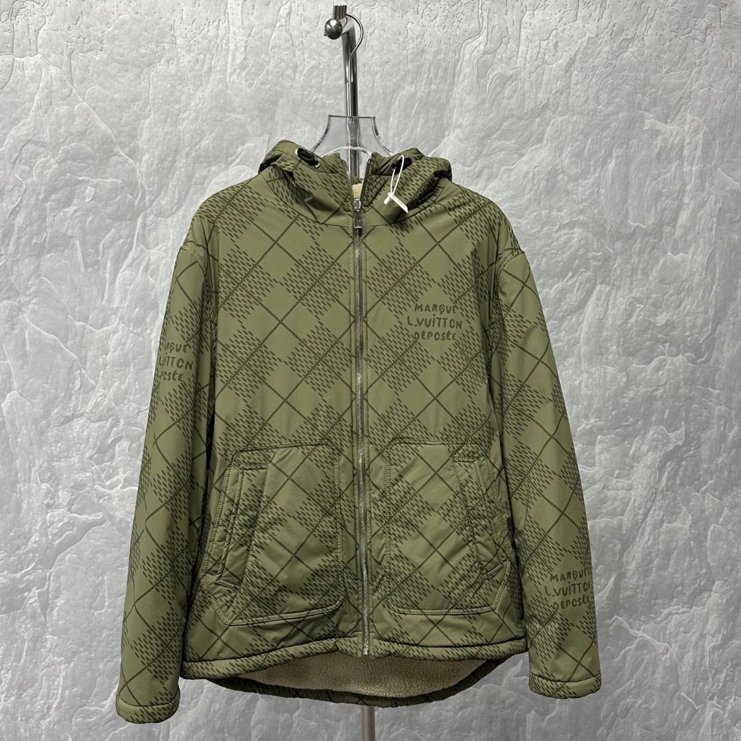 未使用 LouisVuitton/路易威登 SS25格纹双面泰迪外套54码 J00843