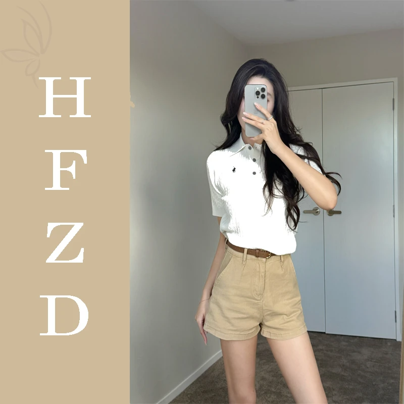 HF-ZIDIE天丝经典百搭显瘦POLO领麻花小马刺绣针织短袖QW030