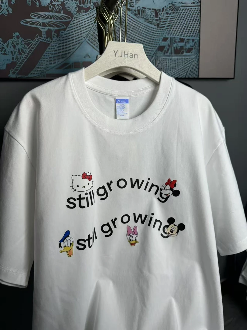 情侣青年圆领短袖常规款字母T恤黑色时尚运动潮流简约休闲