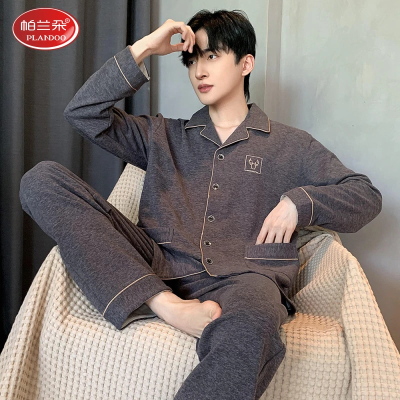帕兰朵爆款德绒睡衣男秋冬季长袖保暖休闲高级感可外穿大码家居服