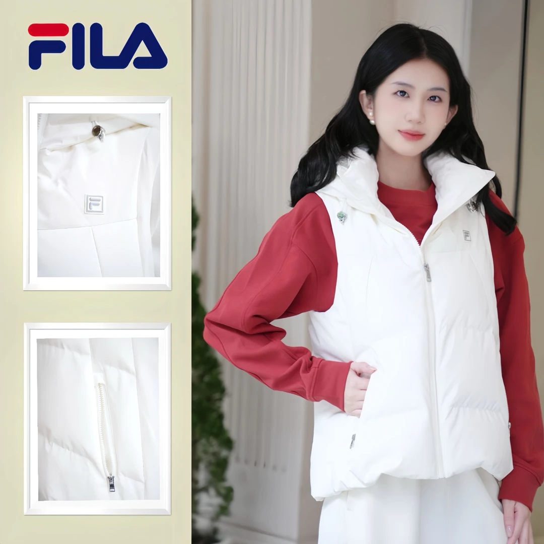 FILA/斐乐【鹅绒马甲】女装秋冬新款时尚连帽保暖显瘦F11W543905F