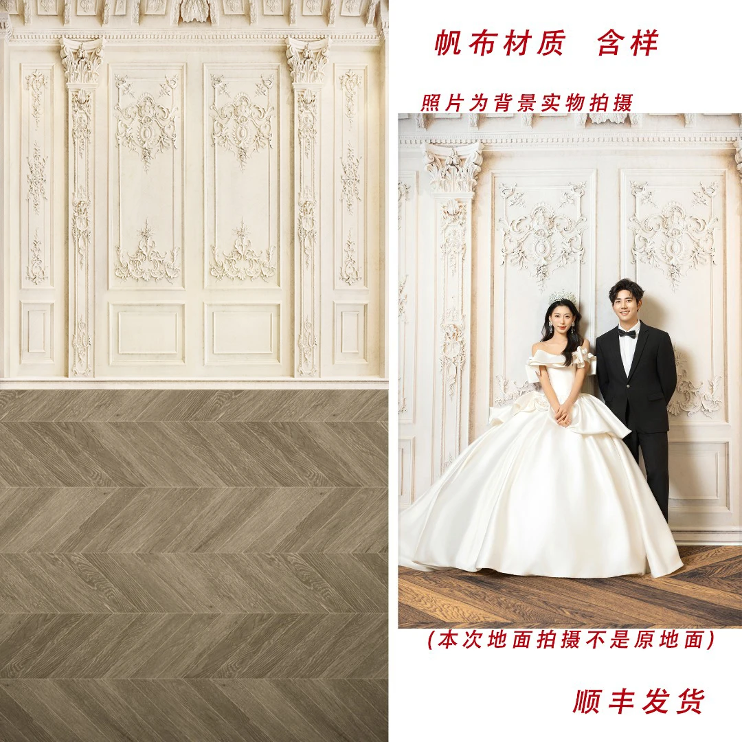 实景欧式法式石膏线罗马柱婚纱影楼专用背景 摄影背景