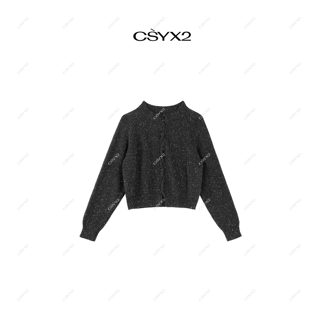 CsyX2-2025S/S夏季新款交叉扣斑点针织开衫CZ4QM001