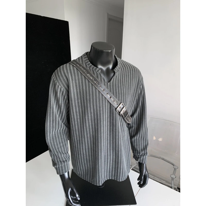 DeweLvumV领鱼骨纹长袖T恤男重磅宽松内搭打底衫潮流痞帅休闲卫衣