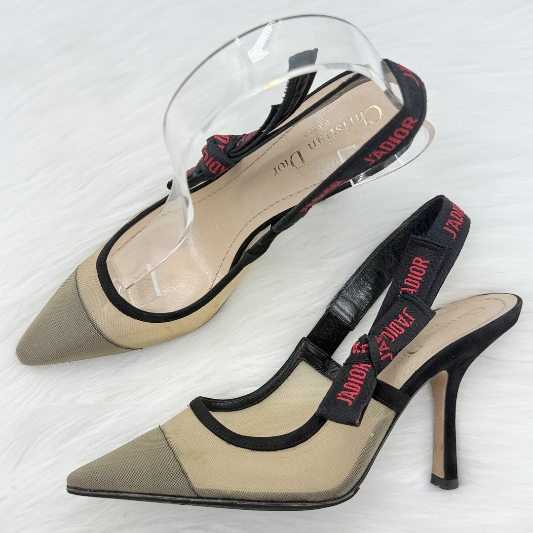 95新 DIOR/迪奥 J'Adior 镂空拼色尖头高跟鞋 37码 公价9.2k t071