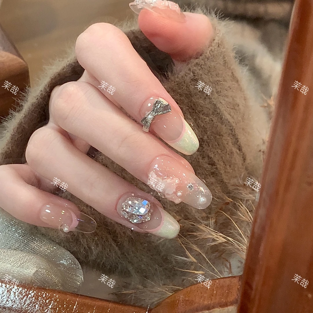 茉哉V【樱红知春序】孤纯手工定制美甲拆卸穿戴甲F0064