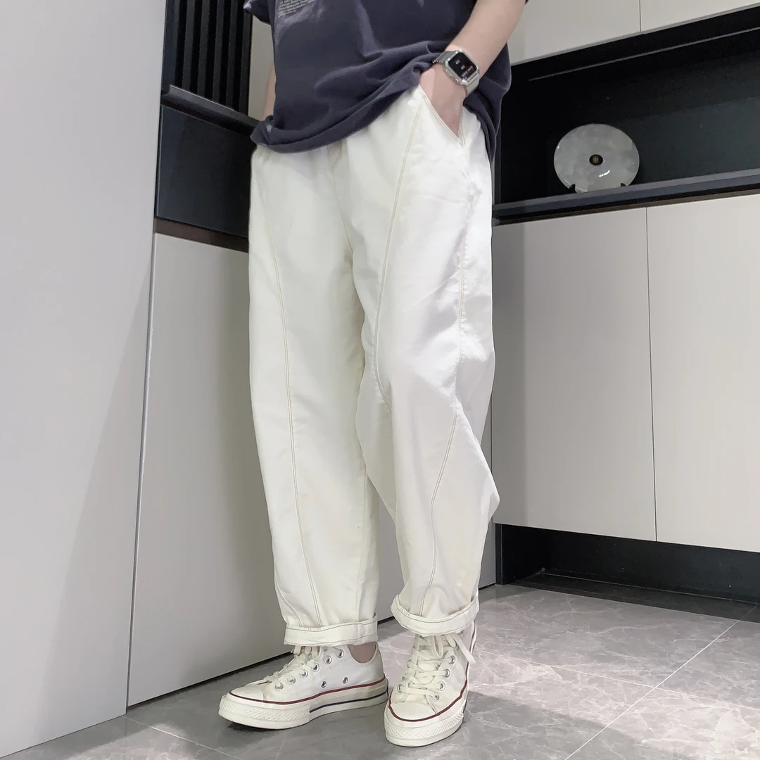 【六哥原创】2025潮流设计款春季纯色薄款宽松休闲双明线哈伦裤2502