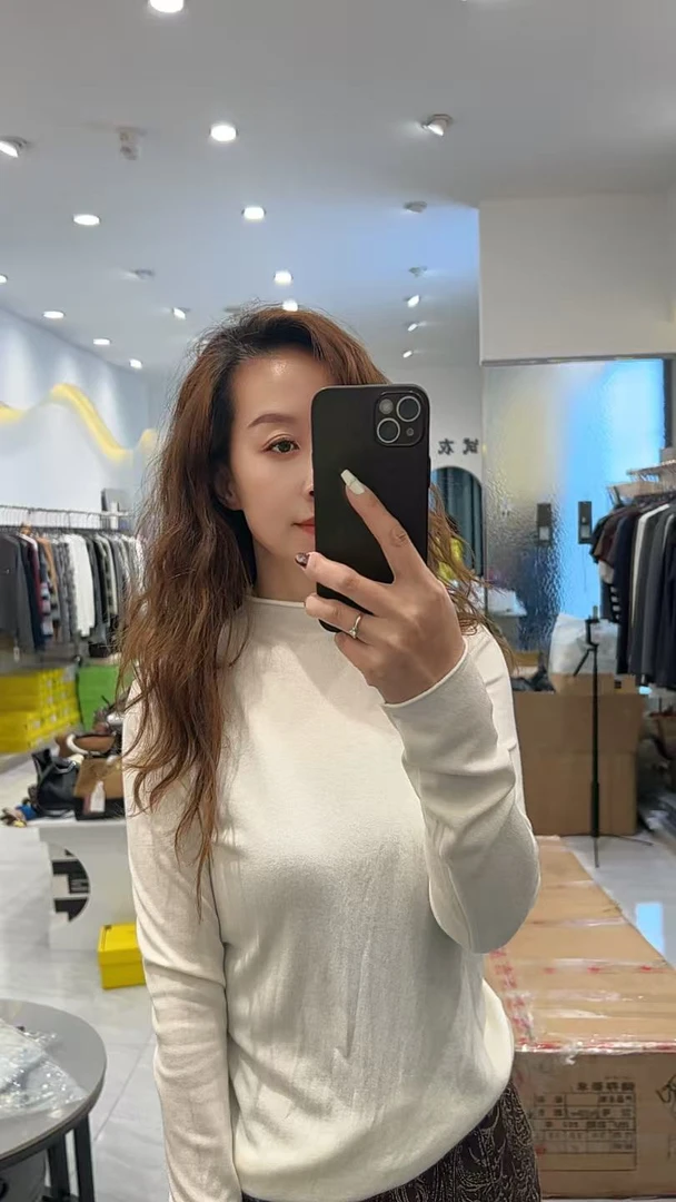 轻职风保暖极简风半高领长袖T恤内搭针织圆领纯色