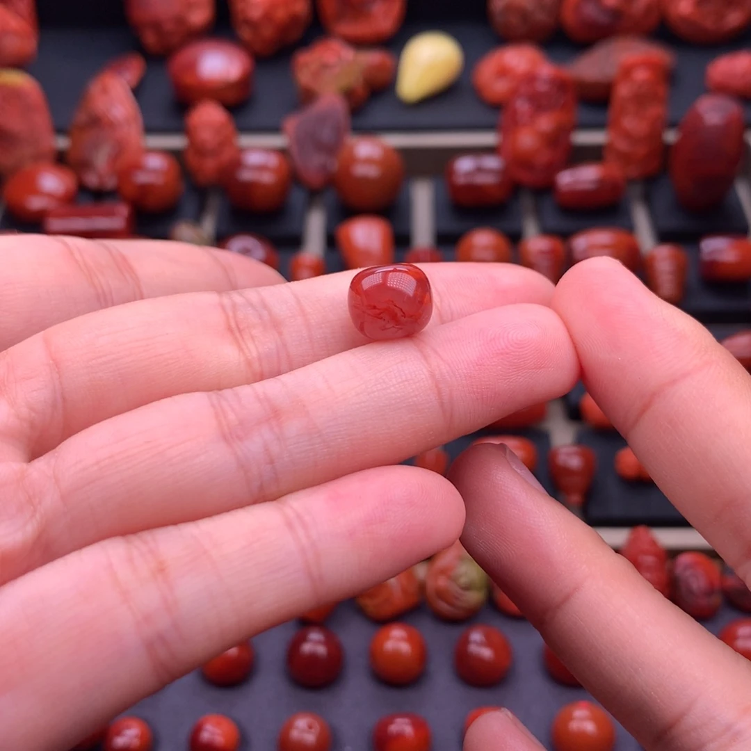 南红玛瑙未镶嵌川料原矿老型单珠10mm