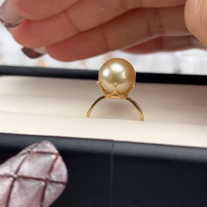 海水珍珠戒圈18K金镶嵌