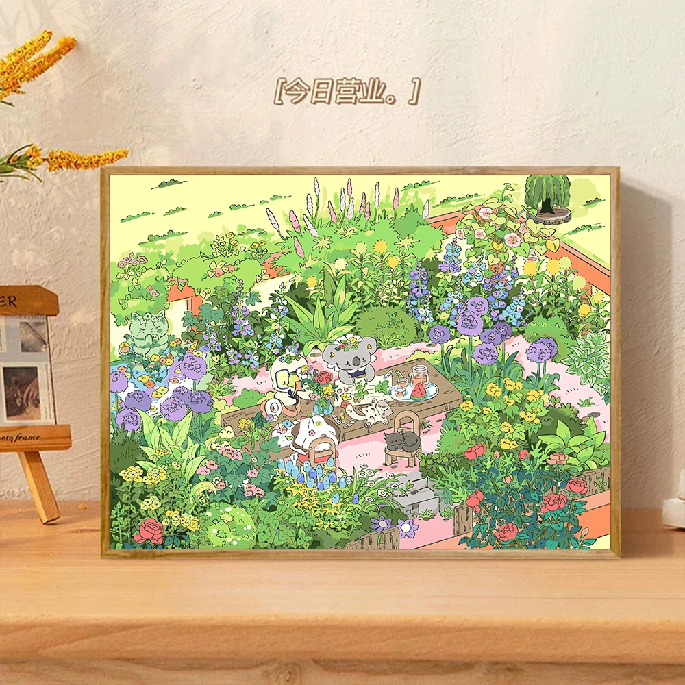 【森林手作下午茶】DIY数字油画插画系解压填色丙烯手工装饰画