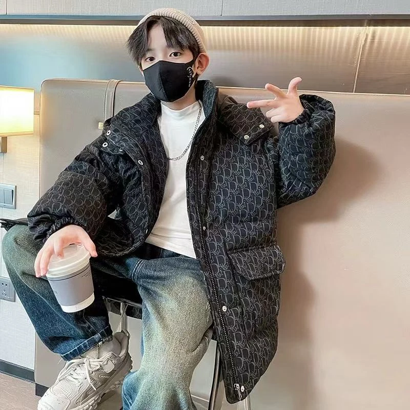 【现货】（LAOHE）MF-60633保暖韩版时尚棉衣儿童长款时尚休闲中大童