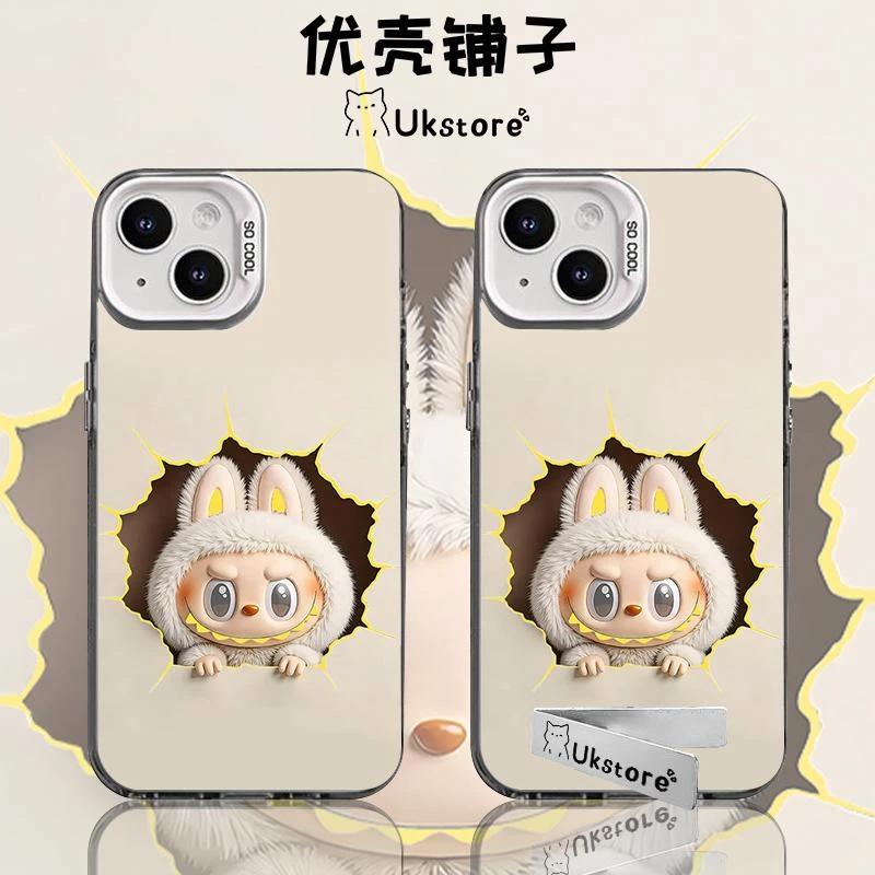趴墙拉布布创意适用苹果华为vivoiPhone小米手机防摔彩银手机壳