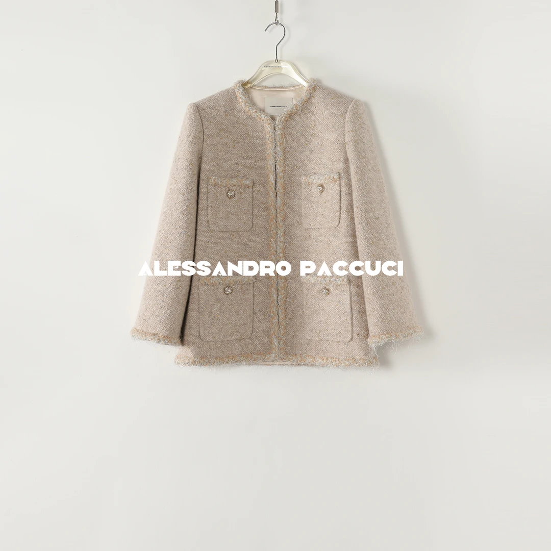 AP洛哥22175X/22175S【羽恋】羊毛手工裁拼花呢小香外套