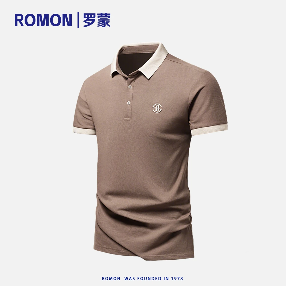 Romon/罗蒙2025夏季新款高级感Polo衫男士商务透气百搭短袖T恤