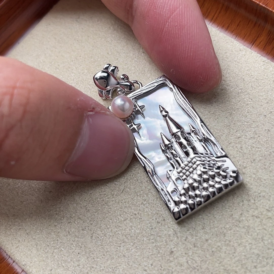 吊坠(不含链)银S925镶嵌海水珍珠