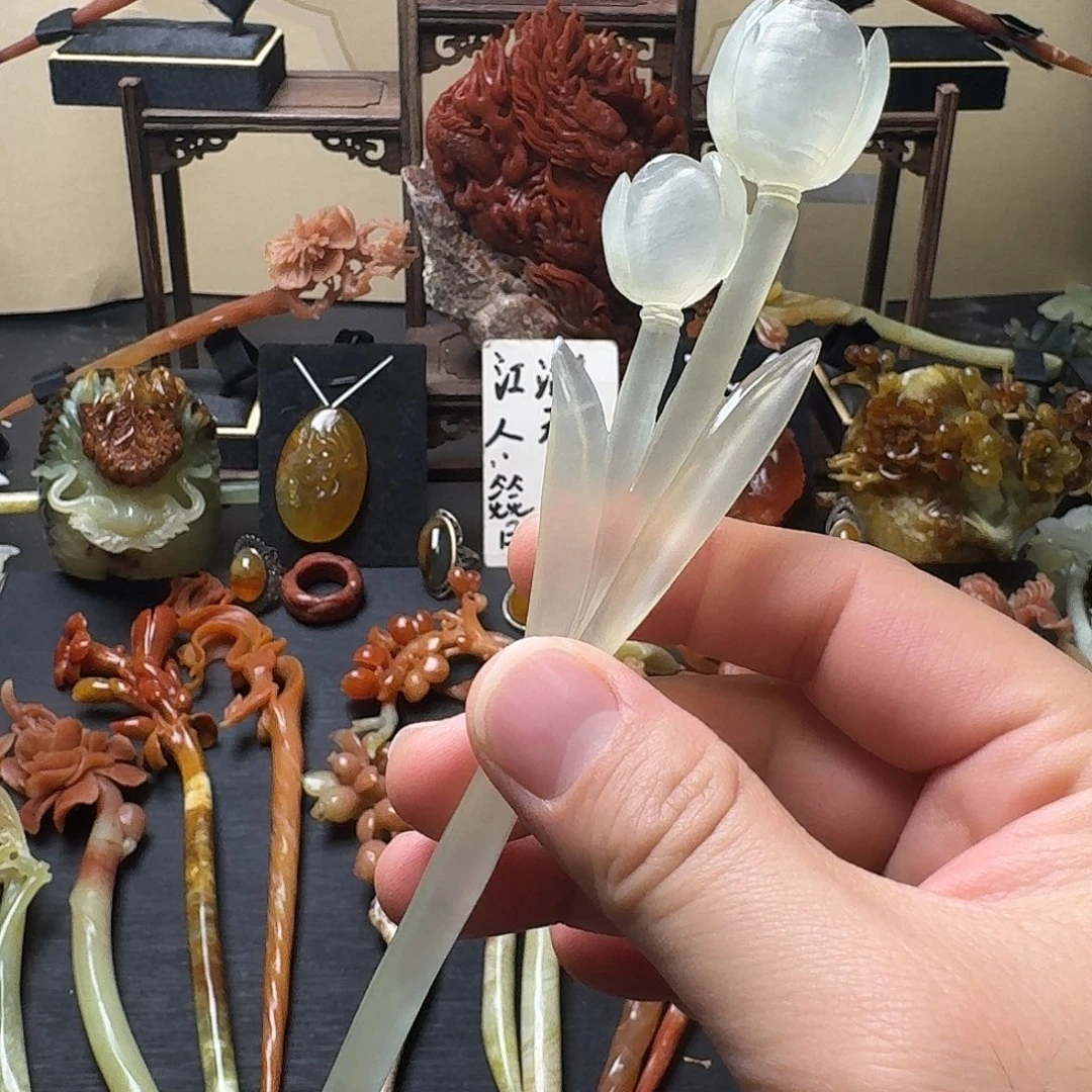 蛇纹石玉未镶嵌发饰