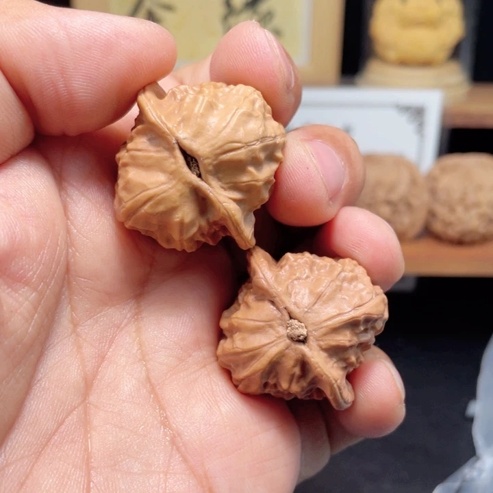 文玩核桃把件一*叁瓷娃娃