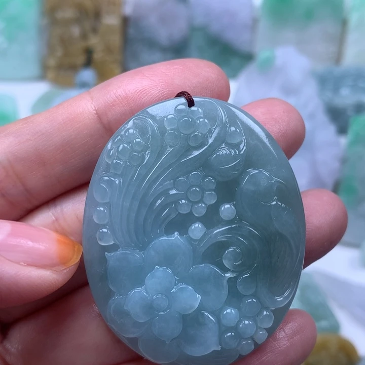 定制翡翠未镶嵌挂件花乌挂件