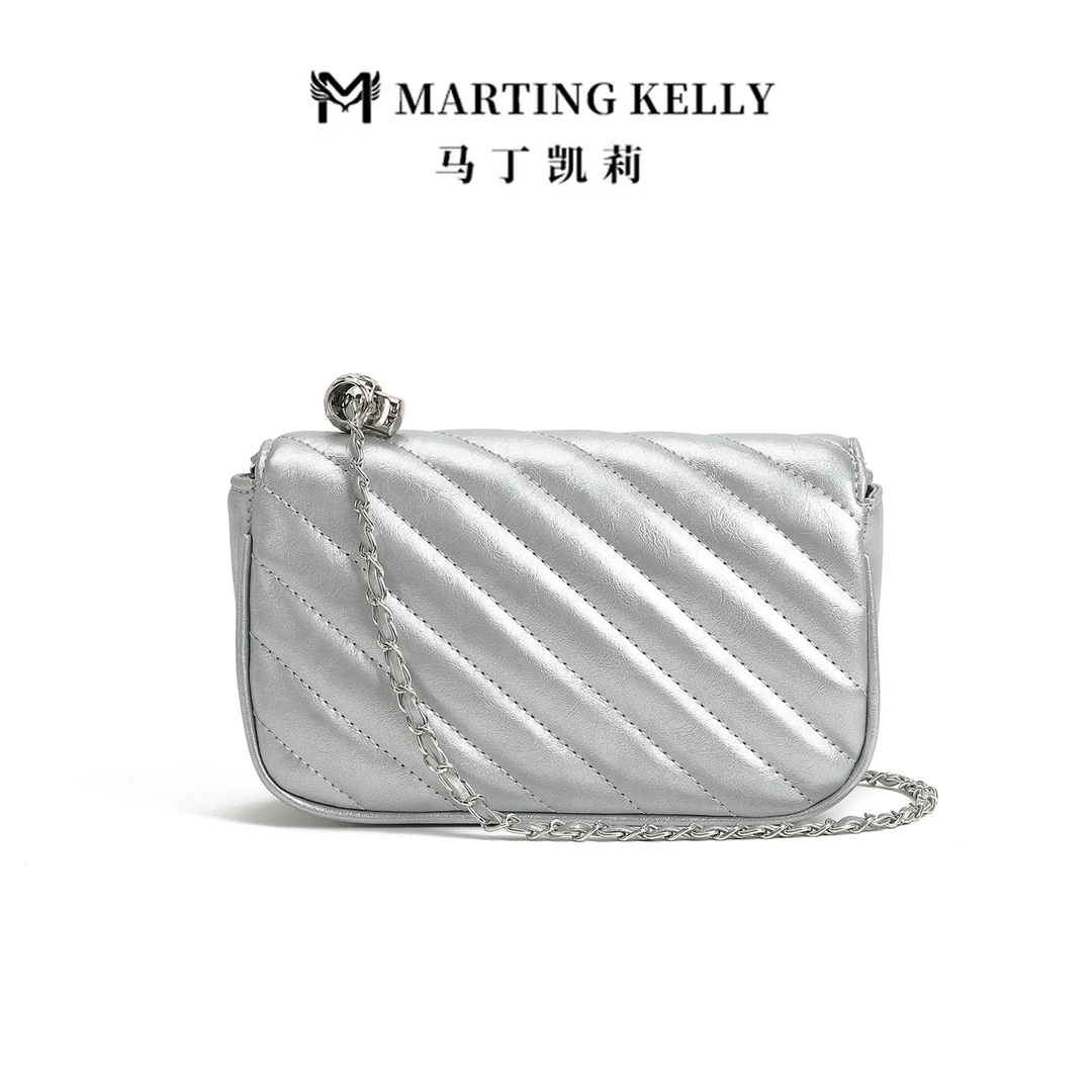 MARTING KELLY/2025新时尚轻奢百搭手提单肩包M103银色