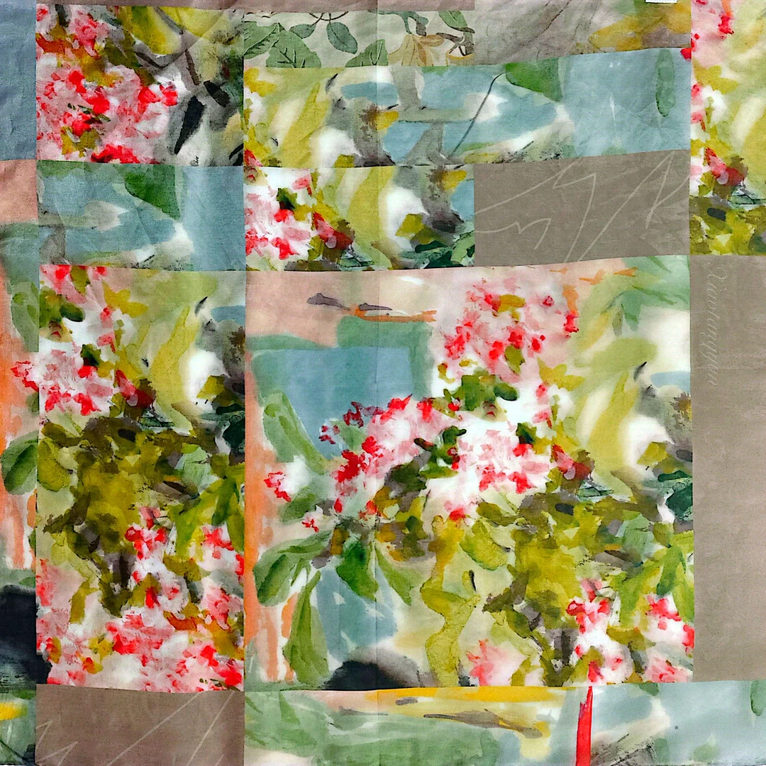 【张大风-湖北美术学院】30%真丝70%棉方巾65薄款轻奢丝巾