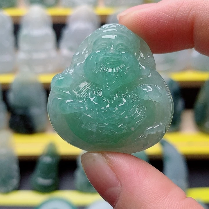 翡翠未镶嵌吊坠(不含链)文财神