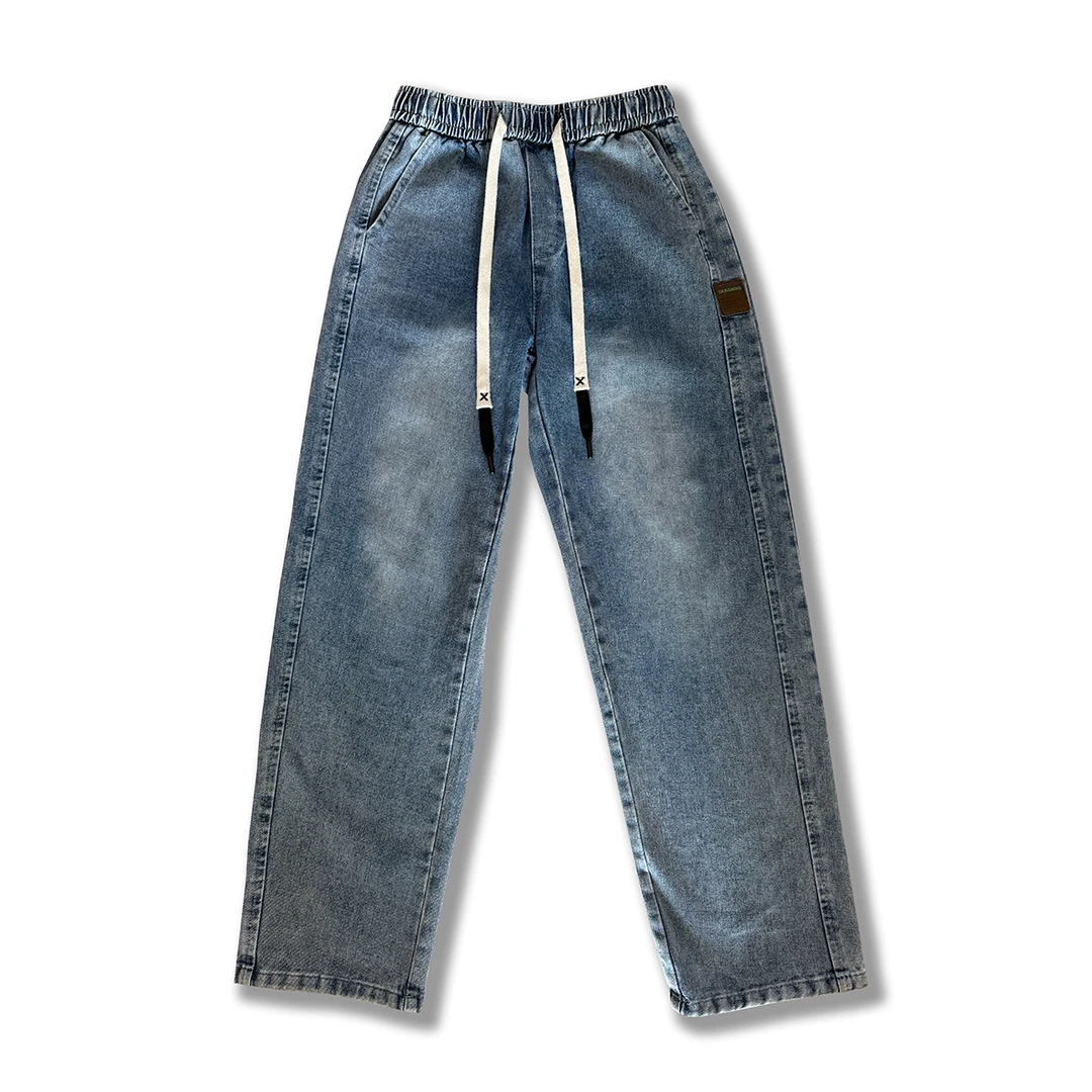 美式街头潮流复古水洗宽松休闲直筒ins阔腿牛仔裤秋冬季裤子男