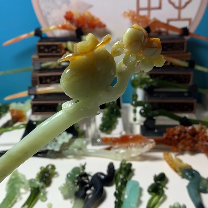 蛇纹石玉未镶嵌发簪