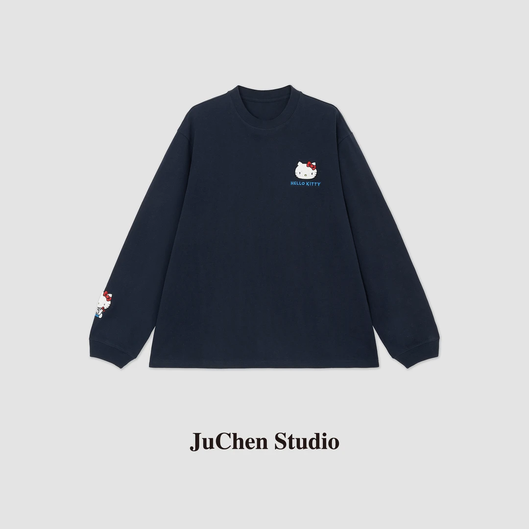 LIBOSHU圈圈凯蒂”立体卡通图案刺绣重磅纯棉宽松大版卫衣FW113279