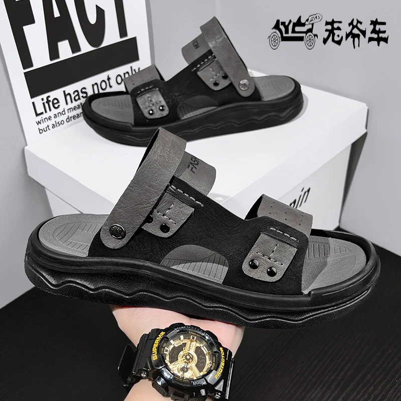 老爷车男士男款休闲夏季透气软底外穿潮流沙滩鞋