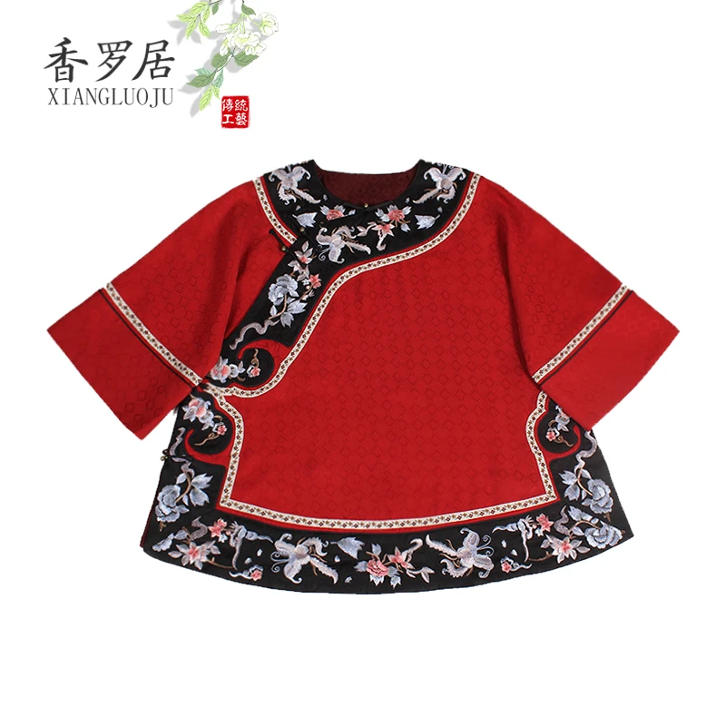 【南风晚】复古新中式纯手工桑蚕丝香云纱中国风提花斜襟女士上衣