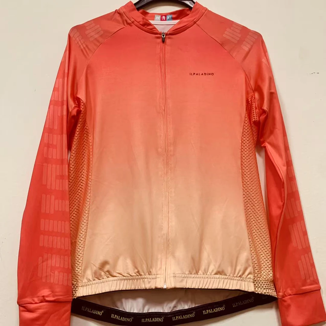 SQ 1044【西柚渐变牛奶丝拼接长袖女士】ILPALADINO专业版骑行服