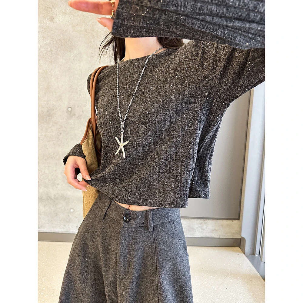 动感少女高级感圆领长袖T恤女秋季新款宽松显瘦百搭打底衫上衣