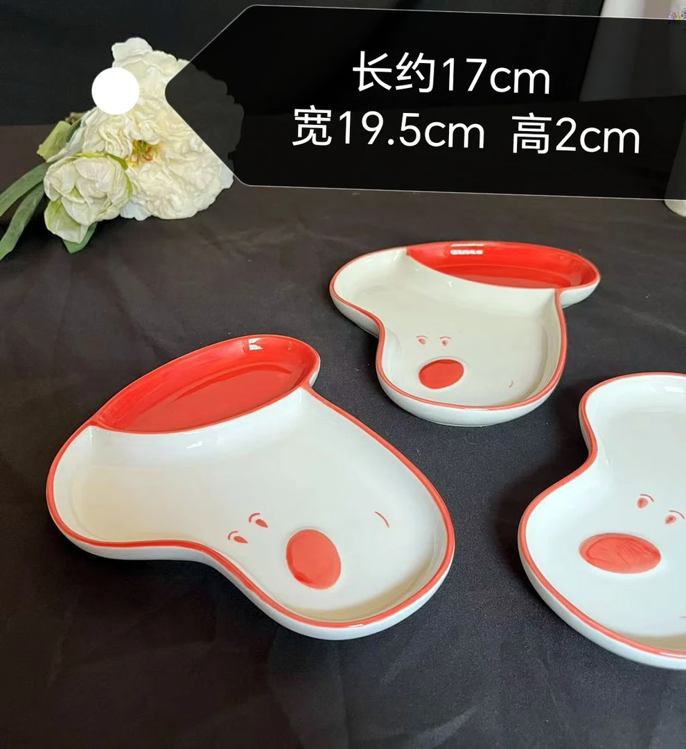史努比可爱创意网红异形早餐盘家用饺子盘水果盘儿童陶瓷分餐盘子