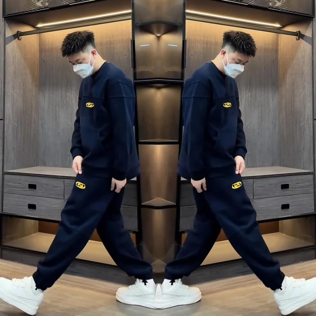 2025两件套装冬季加绒加厚阔版百搭哈伦男士潮流时尚男士休闲套装