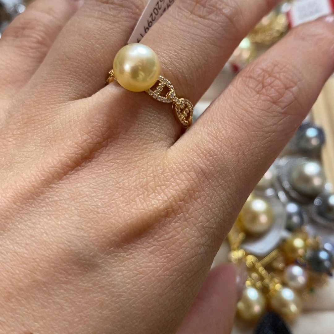 戒圈银S925镶嵌海水珍珠