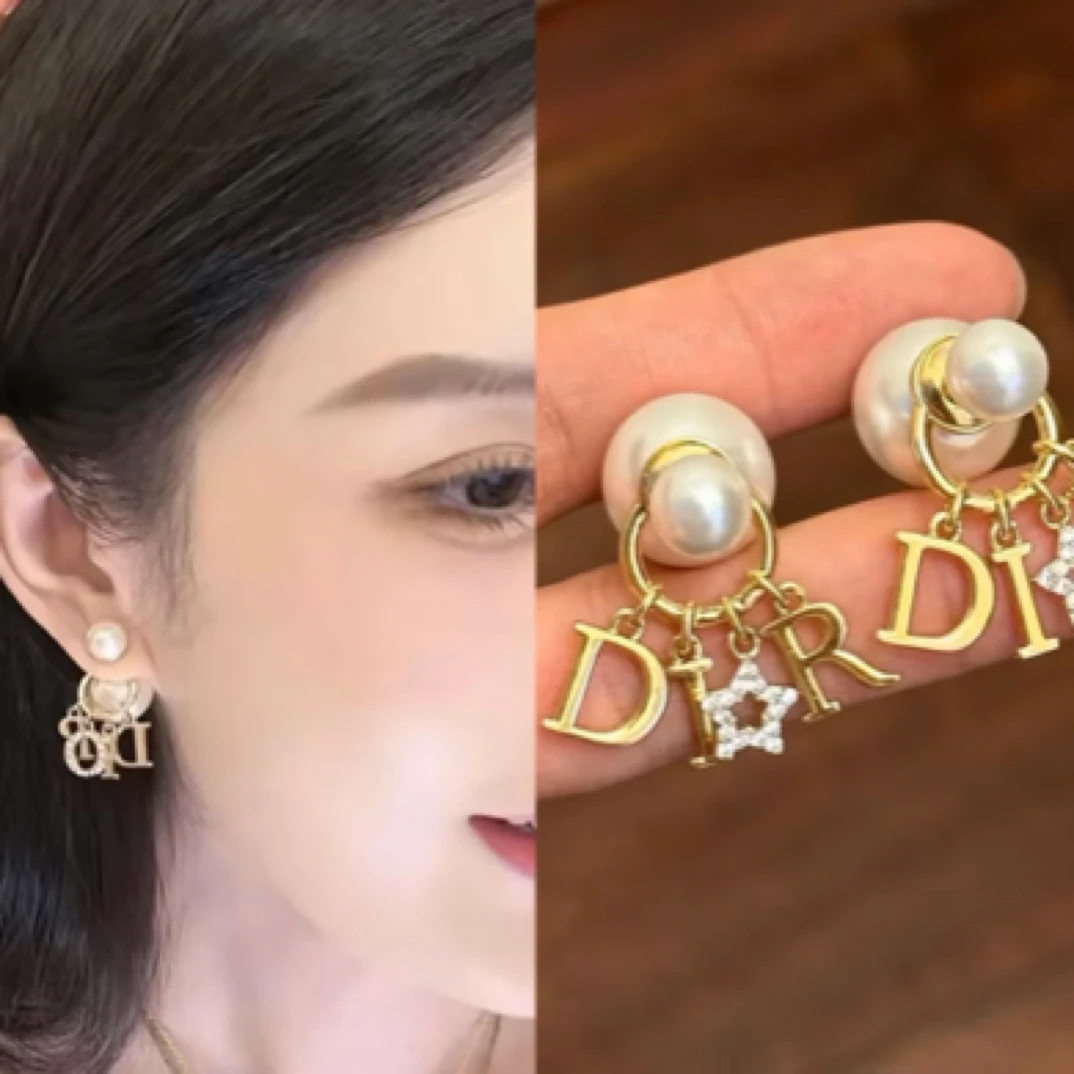 铜合金耳饰 微镶小香风DO耳钉女款轻奢高级感气质法式百搭时尚372